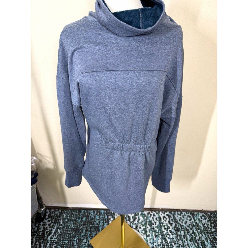 RBX Active Women Cowl Neck Pullover Sweatshirt L Turkish Teal Heather Fleece 407